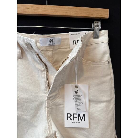 Women’s RFM Essential White Jean Shorts Sz M - Picture 2 of 3